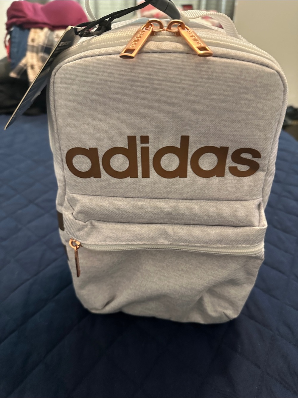 Adidas Light Gray Lunch Bag with Rose Gold Logo